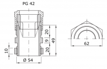 Presse-étoupe en polymère antichoc gris RAL7035 PAS PG 42 pour câbles de 36 à 39mm / 40 à 43mm IP66 (GW52009)