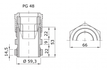 Presse-étoupe en polymère antichoc gris RAL7035 PAS PG 48 pour câbles de 38 à 40mm / 46 à 50mm IP66 (GW52010)