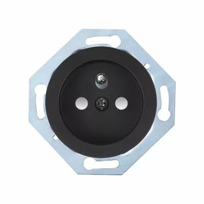 Prise 2P+T avec couvercle noir mat et protection enfant (DSR Z1-Z2-0-00-0-0-00)