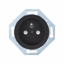 Prise 2P+T avec couvercle noir mat et protection enfant (DSR Z1-Z2-0-00-0-0-00)