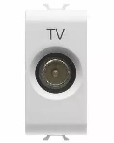 Prise coaxiales tv blindage classe a - connecteur iec m�le 9,5mm - directe avec passage de courant - 1 module - blanc - chorus