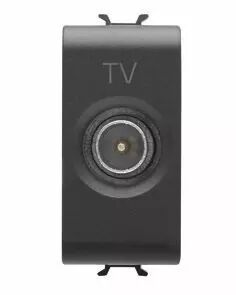 Prise coaxiales tv blindage classe a - connecteur iec m�le 9,5mm - directe avec passage de courant - 1 module - noir - chorus