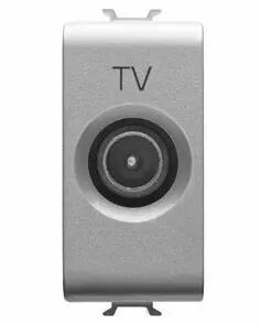 Prise coaxiales tv blindage classe a - connecteur iec m�le 9,5mm - directe avec passage de courant - 1 module - titane - chorus
