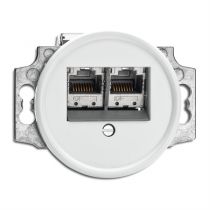 Prise double RJ45 bakelite blanche (100726)