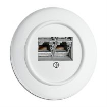 Prise double RJ45 bakelite blanche (100726)