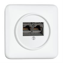 Prise double RJ45 bakelite blanche (100726)