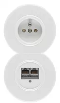 Prise double RJ45 bakelite/duroplaste blanche (100726)