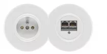 Prise double RJ45 bakelite/duroplaste blanche (100726)
