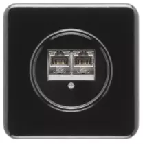 Prise double RJ45 bakelite noire (100722)