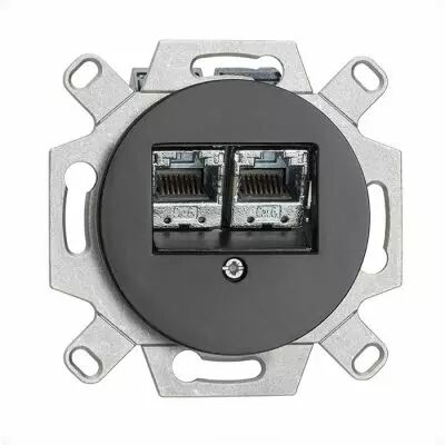 Prise double RJ45 THPG Porcelaine noire (174033)