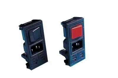 Prise encastrable cee + 2 porte fusible + interrupteur bipolaire lumineux rouge