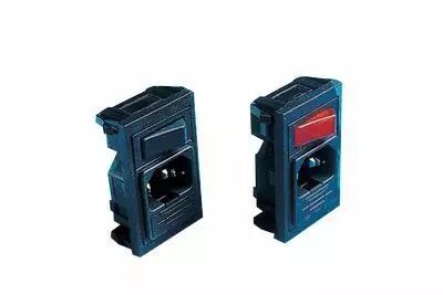Prise encastrable cee + fusible + interrupteur unipolaire lumineux rouge + filtre