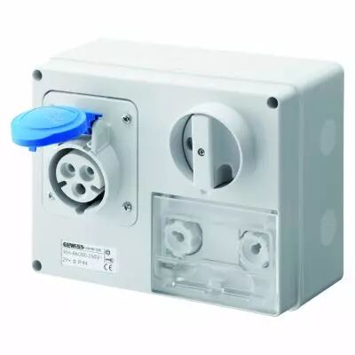 Prise fixe horizontale avec interrupteur de blocage - avec fond prot�g�e - 2p+t 16a 230v 6h cbf - ip44 (GW66026)