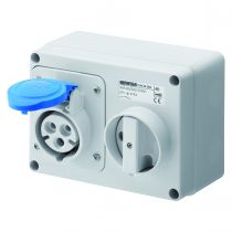 Prise fixe horizontale avec interrupteur de blocage - avec fond protégée - 2p+t 16a 230v 6h sbf - ip44 (GW66004)