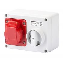 Prise fixe horizontale avec interrupteur de blocage - avec fond protégée - 2p+t 16a 400v 9h sbf - ip44 (GW66007)