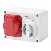 Prise fixe horizontale avec interrupteur de blocage - avec fond protégée - 3p+n+t 16a 400v 6h sbf - ip44 (GW66009)