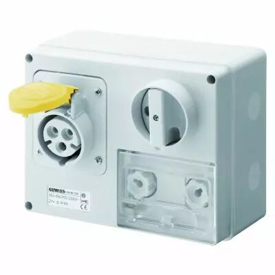 Prise fixe horizontale avec interrupteur de blocage - avec fond prot�g�e - 3p+t 16a 110 v 4h cbf - ip44 (GW66024)