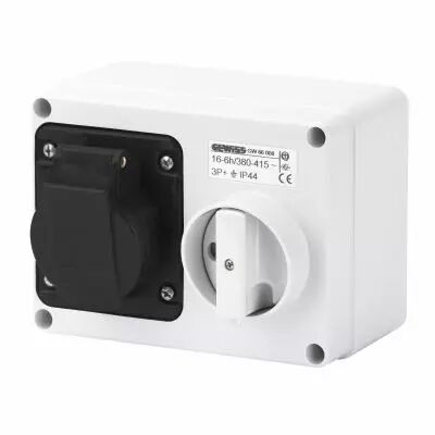 Prise fixe horizontale avec interrupteur de blocage - avec fond prot�g�e - 3p+t 16a 500v 7h sbf - ip44 (GW66010)