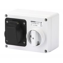 Prise fixe horizontale avec interrupteur de blocage - avec fond protégée - 3p+t 16a 500v 7h sbf - ip44 (GW66010)