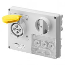 Prise fixe horizontale sans interrupteur de blocage - sans fond protégée - 2p+t 32a 110 v 4h cbf - ip44 (GW66134)