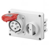 Prise fixe horizontale sans interrupteur de blocage - sans fond protégée - 3p+n+t 16a 400v 6h sbf - ip44 (GW66109)