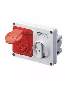 Prise fixe horizontale sans interrupteur de blocage - sans fond prot�g�e - 3p+n+t 32a 230v 9h sbf - ip44