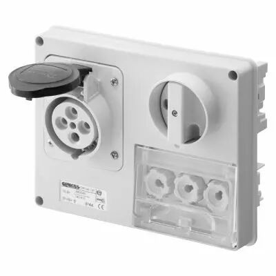 Prise fixe horizontale sans interrupteur de blocage - sans fond prot�g�e - 3p+n+t 32a 500v 7h cbf - ip44 (GW66144)