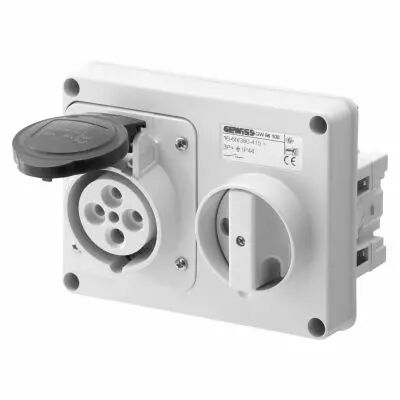 Prise fixe horizontale sans interrupteur de blocage - sans fond prot�g�e - 3p+n+t 32a 500v 7h sbf - ip44 (GW66122)