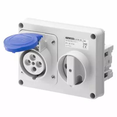 Prise fixe horizontale sans interrupteur de blocage - sans fond prot�g�e - 3p+t 16a 230v 9h sbf - ip44 (GW66105)