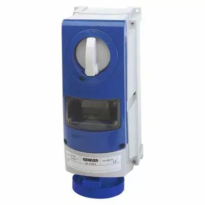Prise fixe vertical avec interrupteur de blocage - avec fond �tanche - 3p+n+t 32a 230v 9h cbf - ip66 (GW66967)