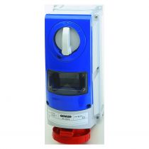 Prise fixe vertical avec interrupteur de blocage - avec fond étanche - 3p+n+t 32a 400v 6h cbf - ip66 (GW66970)