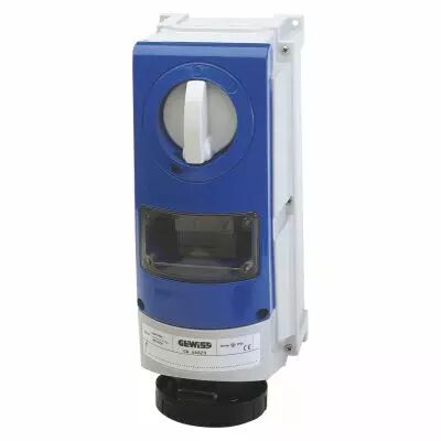 Prise fixe vertical avec interrupteur de blocage - avec fond �tanche - 3p+t 16a 500v 7h cbf - ip66 (GW66960)