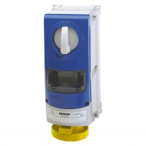 Prise fixe vertical avec interrupteur de blocage - avec fond étanche - 3p+t 63a 110 v 4h cbf - ip66 (GW66848)
