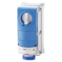 Prise fixe vertical avec interrupteur de blocage - avec fond étanche - pour utilisation sèvére - 2p+t 32a 230v6h - ip66 (GW66515