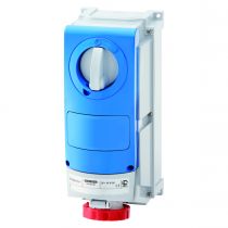 Prise fixe vertical avec interrupteur de blocage - avec fond étanche - pour utilisation sèvére - 2p+t 63a 400v9h - ip66 (GW66530