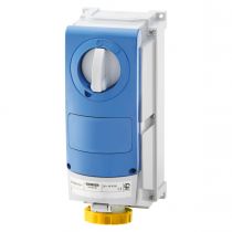 Prise fixe vertical avec interrupteur de blocage - avec fond étanche - pour utilisation sèvére - 2p+t 16a 110v4h - ip66 (GW66501