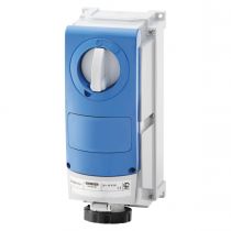 Prise fixe vertical avec interrupteur de blocage - avec fond étanche - pour utilisation sèvére - 3p+t 32a 500v7h - ip66 (GW66521