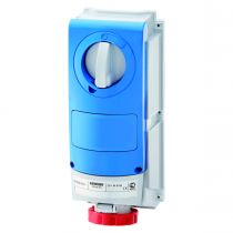 Prise fixe vertical sans interrupteur de blocage - sans fond étanche - pour utilisation sèvére - 2p+t 16a 400v 9h - ip66 (GW6654