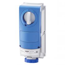 Prise fixe vertical sans interrupteur de blocage - sans fond étanche - pour utilisation sèvére - 3p+t 32a 230v 9h - ip66 (GW6655