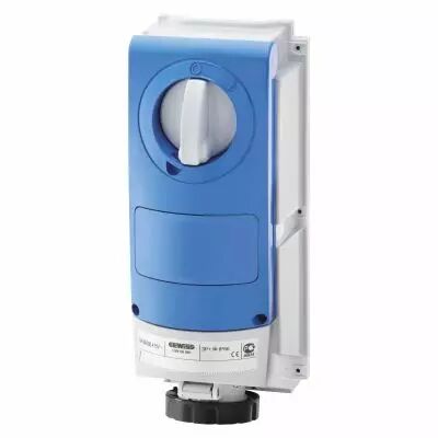 Prise fixe vertical sans interrupteur de blocage - sans fond �tanche - pour utilisation s�v�re - 3p+n+t 32a 500v 7h - ip66 (GW66