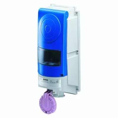 Prise fixe vertical sans interrupteur de blocage - sans fond �tanche - transformateur de s�curit� - pour utilisation s�v�re - 2p