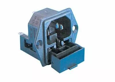 Prise iec chassis male 2 poles + terre 2 fusibles tir c:4,8