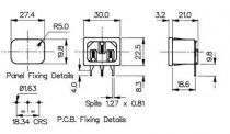 Prise iec chassis male 2 poles + terre e1,5 p/ci