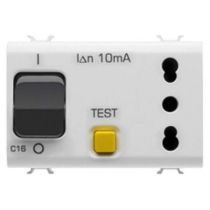 Prise interverrouillé - 2p+t 16a - p17-p11 - avec disjoncteur magnétothermique différentiel 1p+n 16a - 230v ac - 3 modules - bla