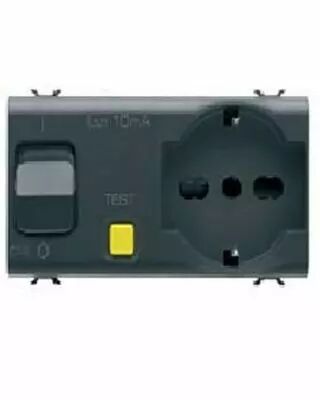 Prise interverrouill� - 2p+t 16a - p17-p11 - avec disjoncteur magn�tothermique diff�rentiel 1p+n 16a - 230v ac - 4 modules - noi