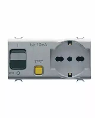 Prise interverrouill� - 2p+t 16a - p17-p11 - avec disjoncteur magn�tothermique diff�rentiel 1p+n 16a - 230v ac - 4 modules - tit