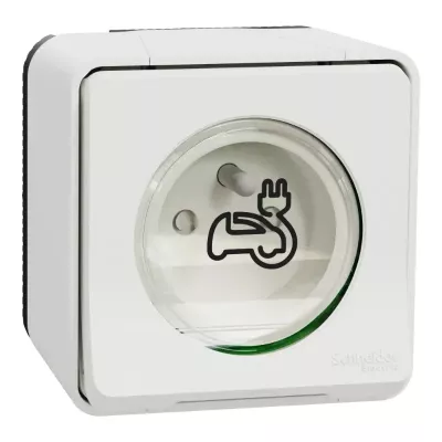 Prise renforc�e �tanche pour v�hicules electriques blanche - schneider mureva MUR39010