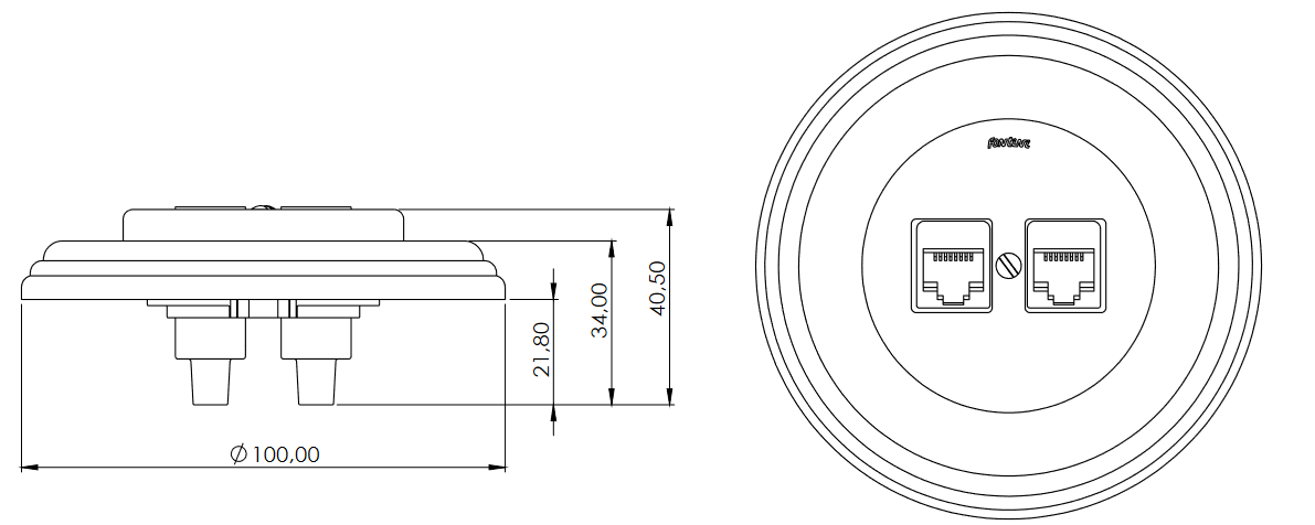 Double prise RJ45 Cat 6 blanc collection DO