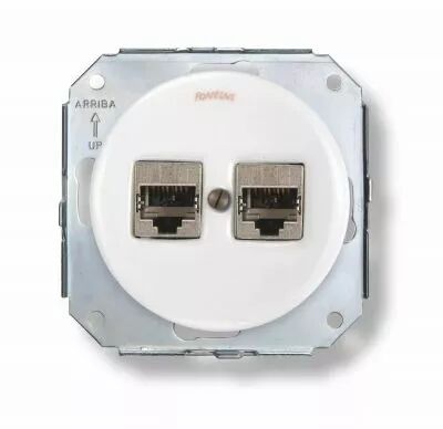 Prise RJ45 UTP Cat 6 double en porcelaine blanche de la collection Garby Colonial de Fontini (31707172)