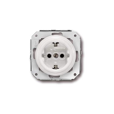 Prise Schuko en porcelaine blanche - Garby colonial